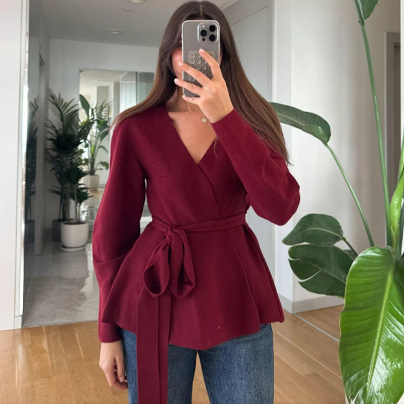 HXAO Woman Sweater Cardigan Long Sleeve Knit Cardigan