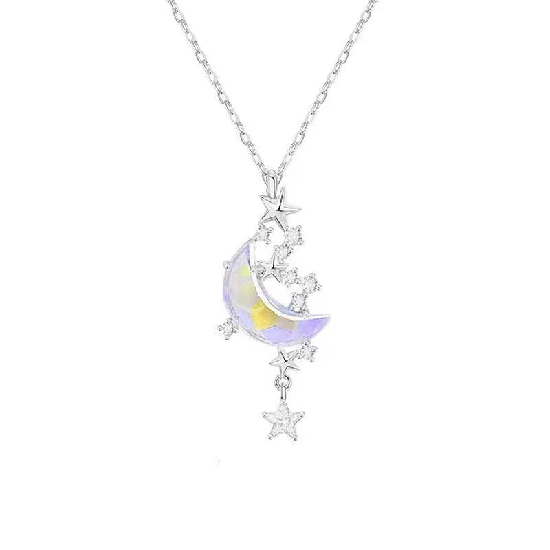 Exquisite Starry Sky Planet Light Luxury Temperament Necklace Star Moon Versatile Clavicle Chain Womens Christmas Jewelry Gift