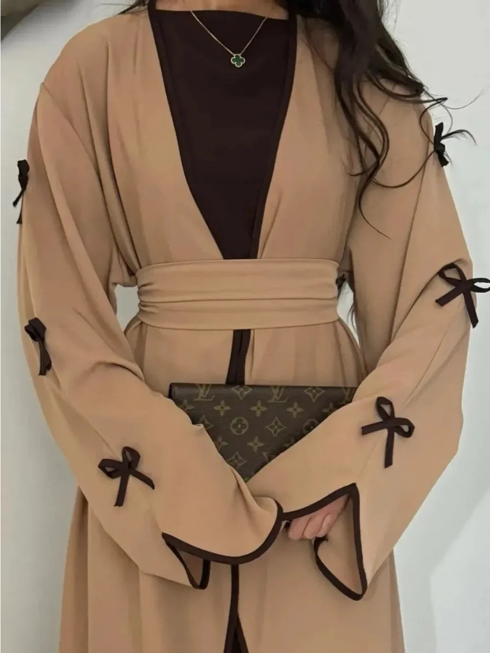 Eid Bow Abaya Women Cardigan Dress Muslim Party Caftan Robe Jalabiya Morocco Dubai Kaftan Islam Vestidos Largos Ramadan 2025