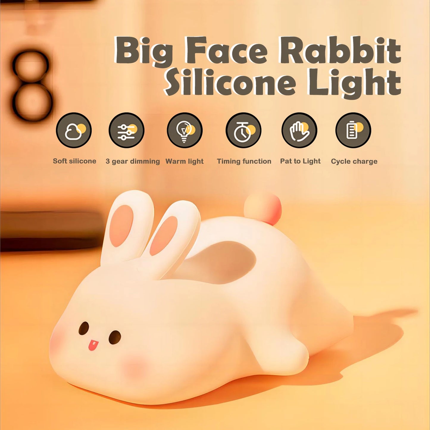Cute Silicone Squishy Night Lamp Fox Rabbit Dimmable