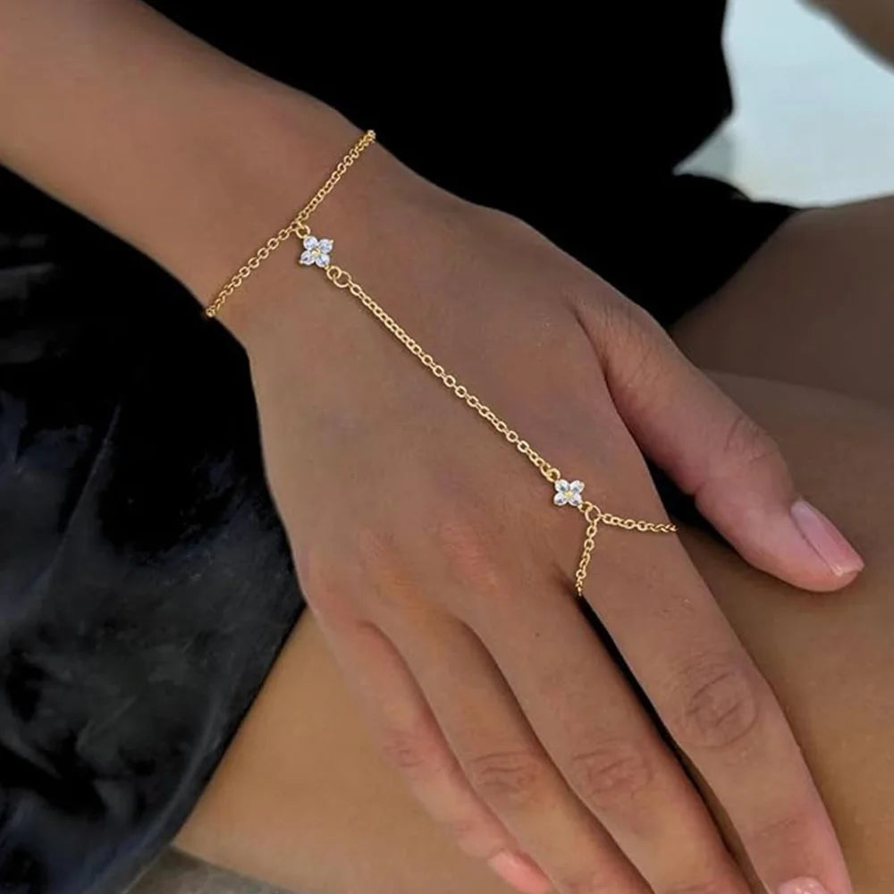 Gold Plated Finger Ring Bracelet