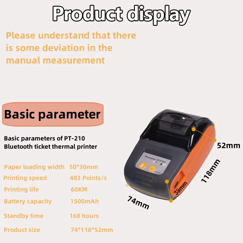GOOJPRT 58mm Mini Portable Thermal Printer Bluetooth