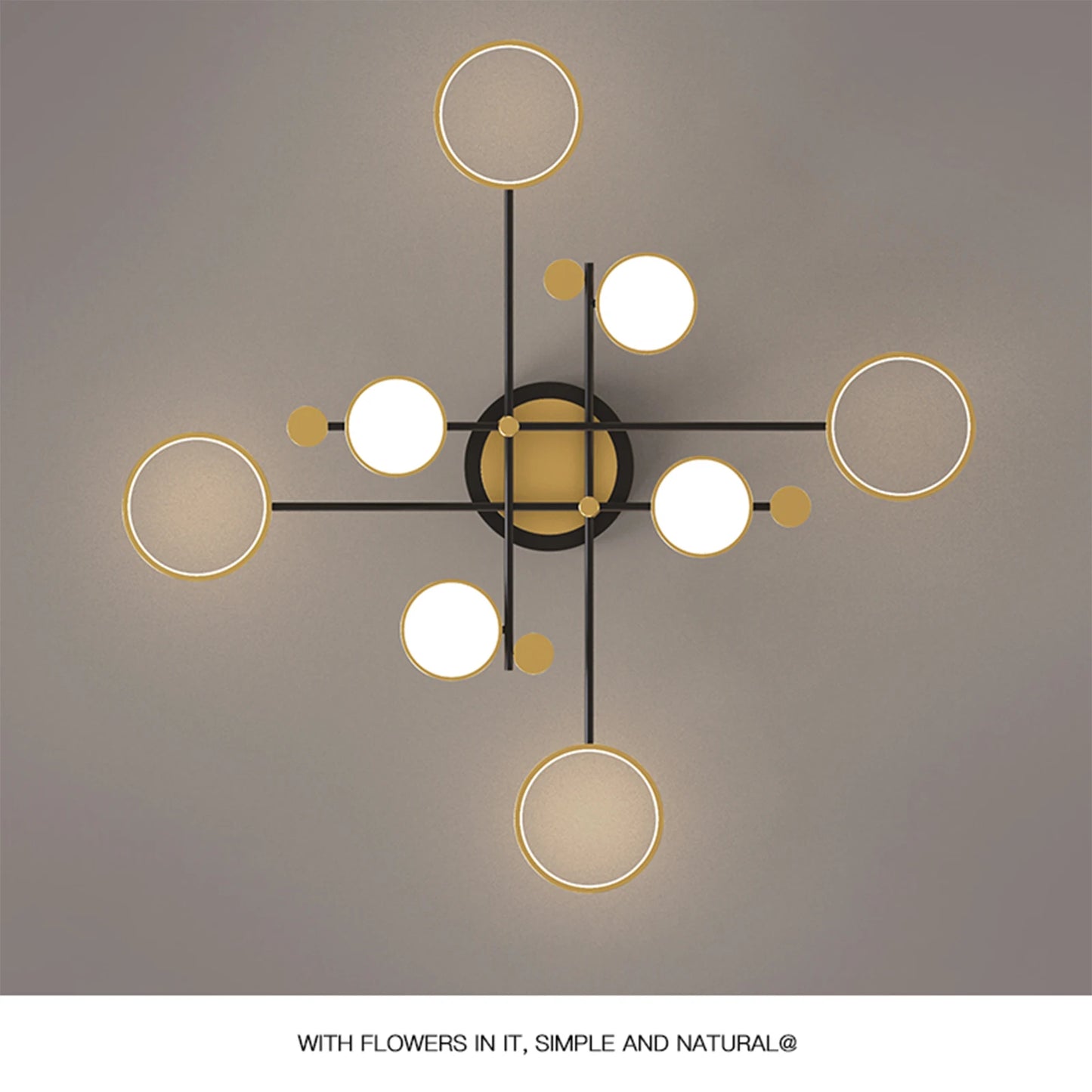 Nordic Pendant Light Gold Black Ceiling Chandelier Dimming Remote Control