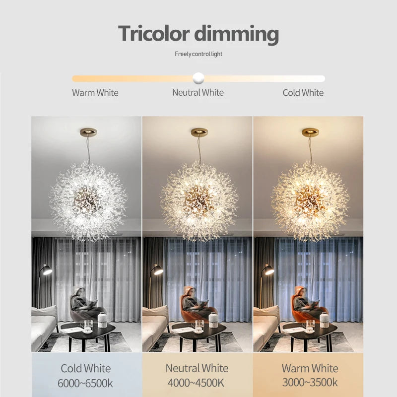 Dandelion LED Chandelier Lighting Pendant Lamp For Living Room Dining Room Home Decoration