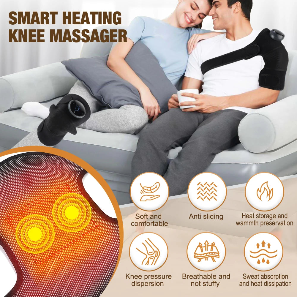 3 in 1 Heating Shoulder Massager Electric Knee Massage Blet Vibration Calf Heated Pad Hot Compress Joint Shoulder Steamer Device