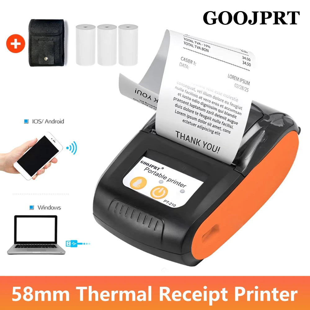 GOOJPRT 58mm Mini Portable Thermal Printer Bluetooth