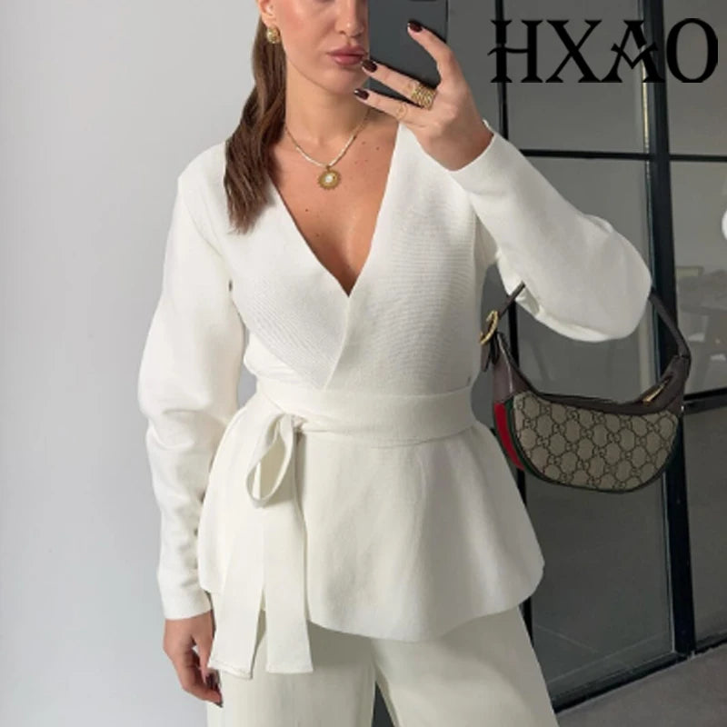 HXAO Woman Sweater Cardigan Long Sleeve Knit Cardigan