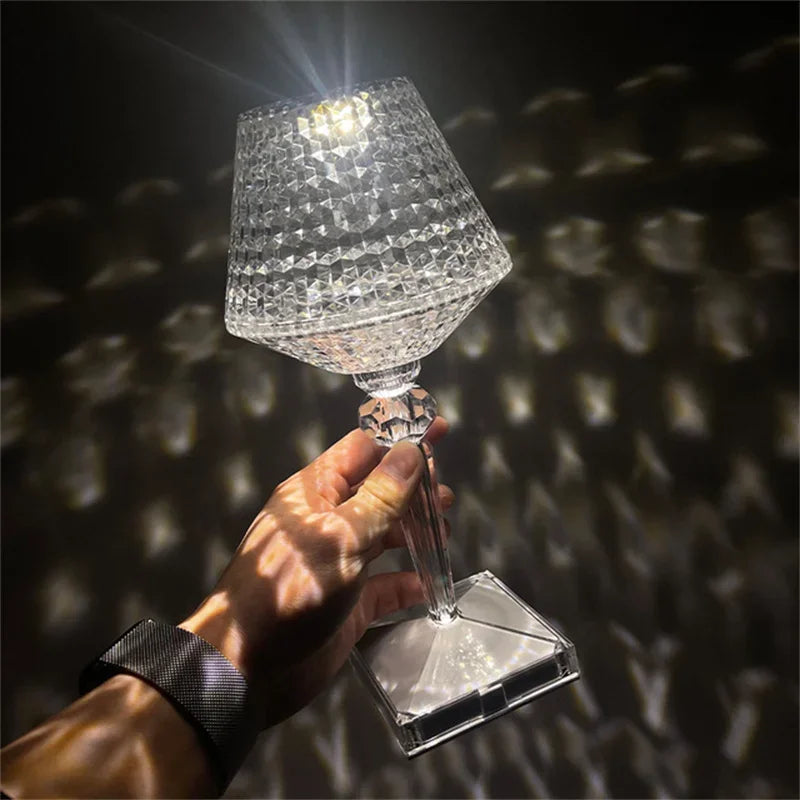 LED Dimond Crystal Table Lamp Wine Cup Shape 3/16 Color