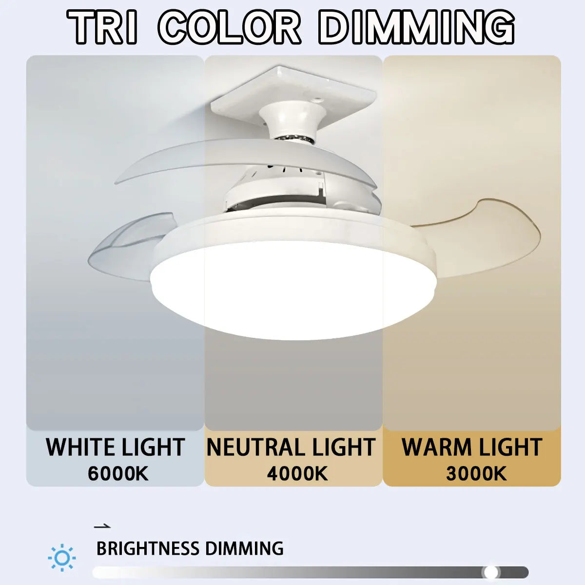 LED 30W ceiling fan light E27 with remote control for dimming,
