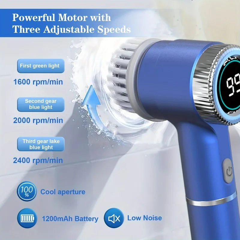 Electric Spin Scrubber With 5 Replaceable Brush Head,