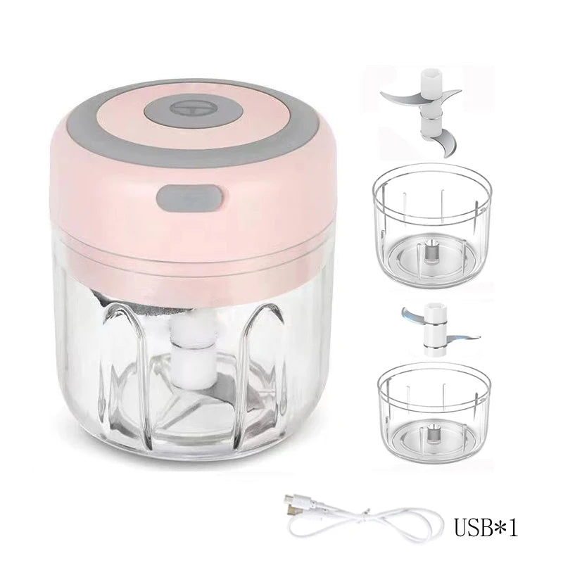 100ml/250ml Electric Mini Garlic Press Chopper - Rechargeable USB Masher with Powerful Lithium Battery, Easy Meat Grinder
