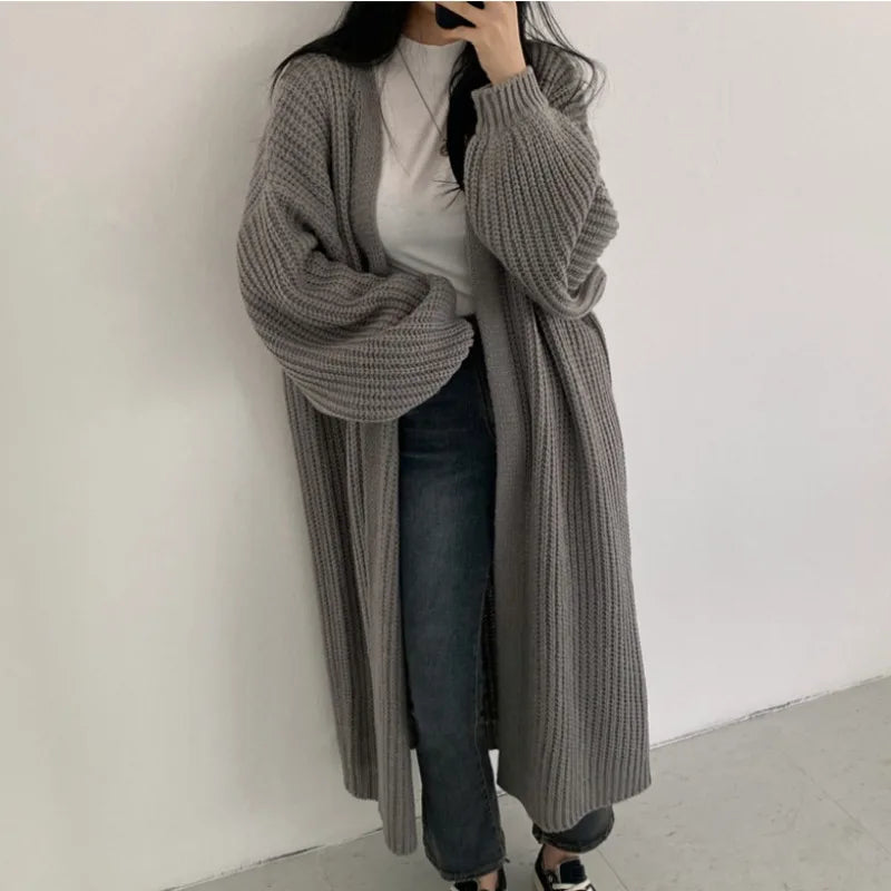Autumn Winter Fashion Female Vintage Full Sleeve Loose Warm Knitwear