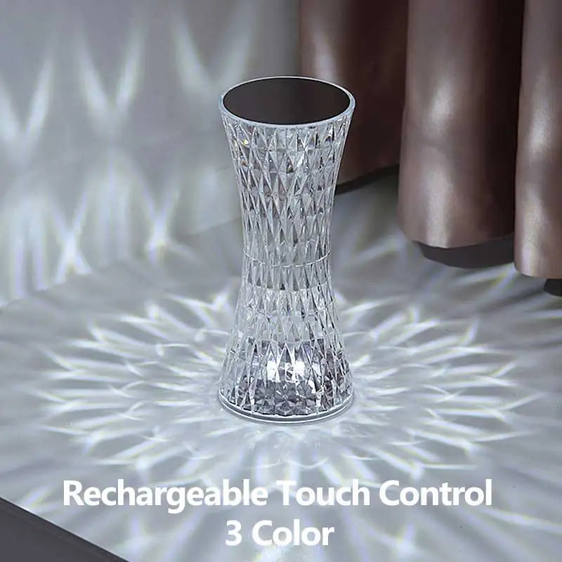 Diamond Desk Lamp USB Rechargeable Crystal Bedside Table Night Lights Bedroom