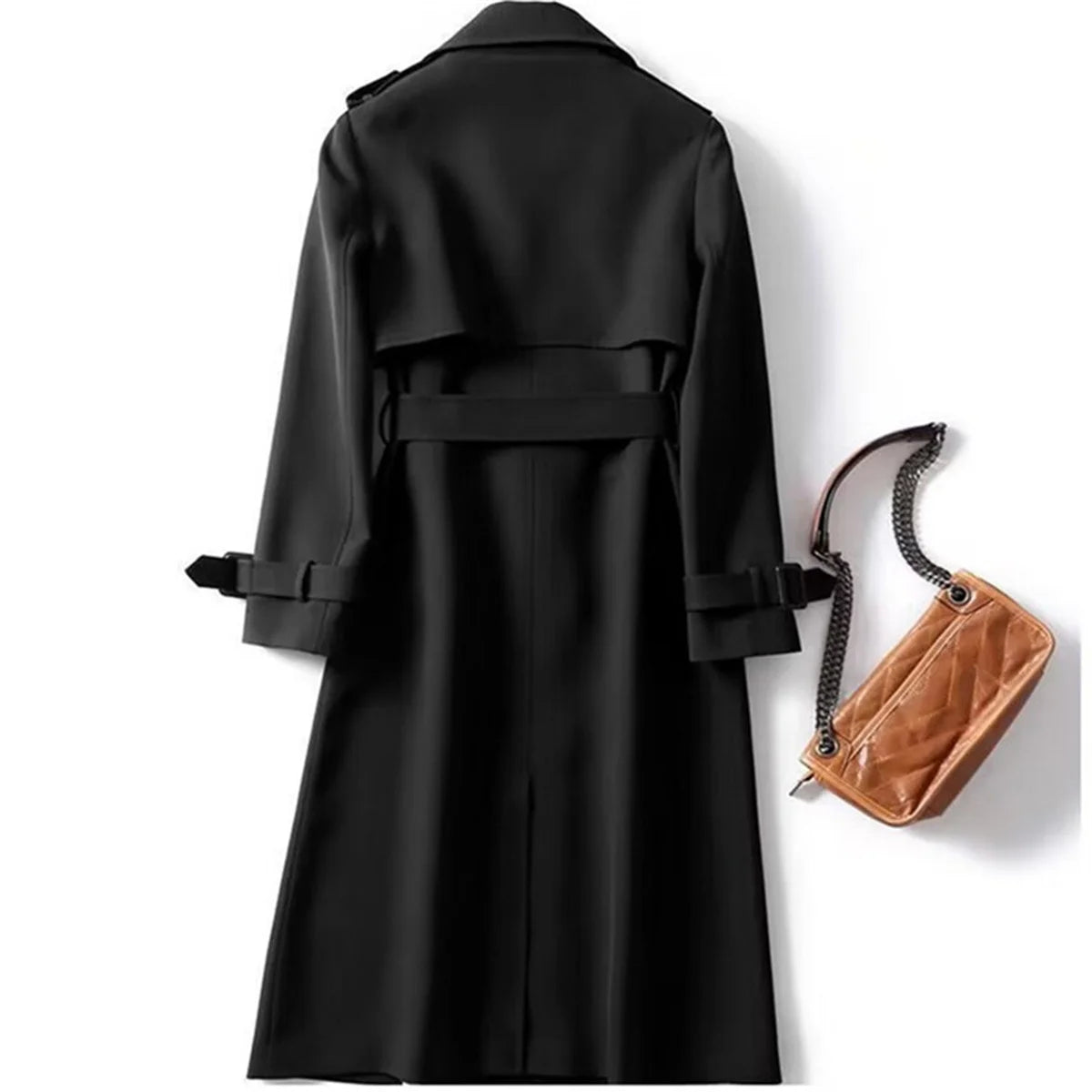 Women Fashion Trench New Coat Spring Autumn Korean Long Sleeve With Belt Jackets Solid British Style Coats Women's Chic Outwear