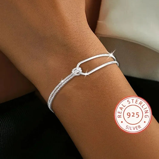 New S925 Silver Minimalist Geometric Collage Bracelet