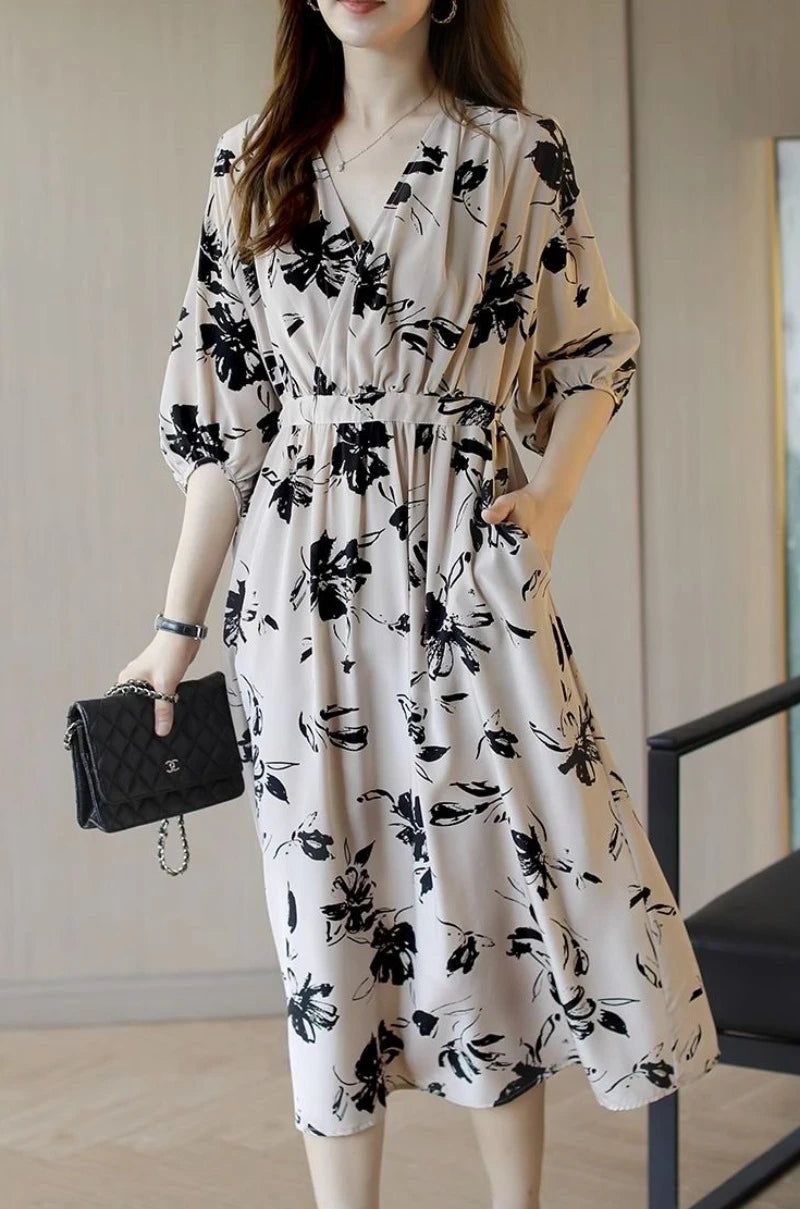 Bandage Woman Dress Loose Midi Dresses for Women