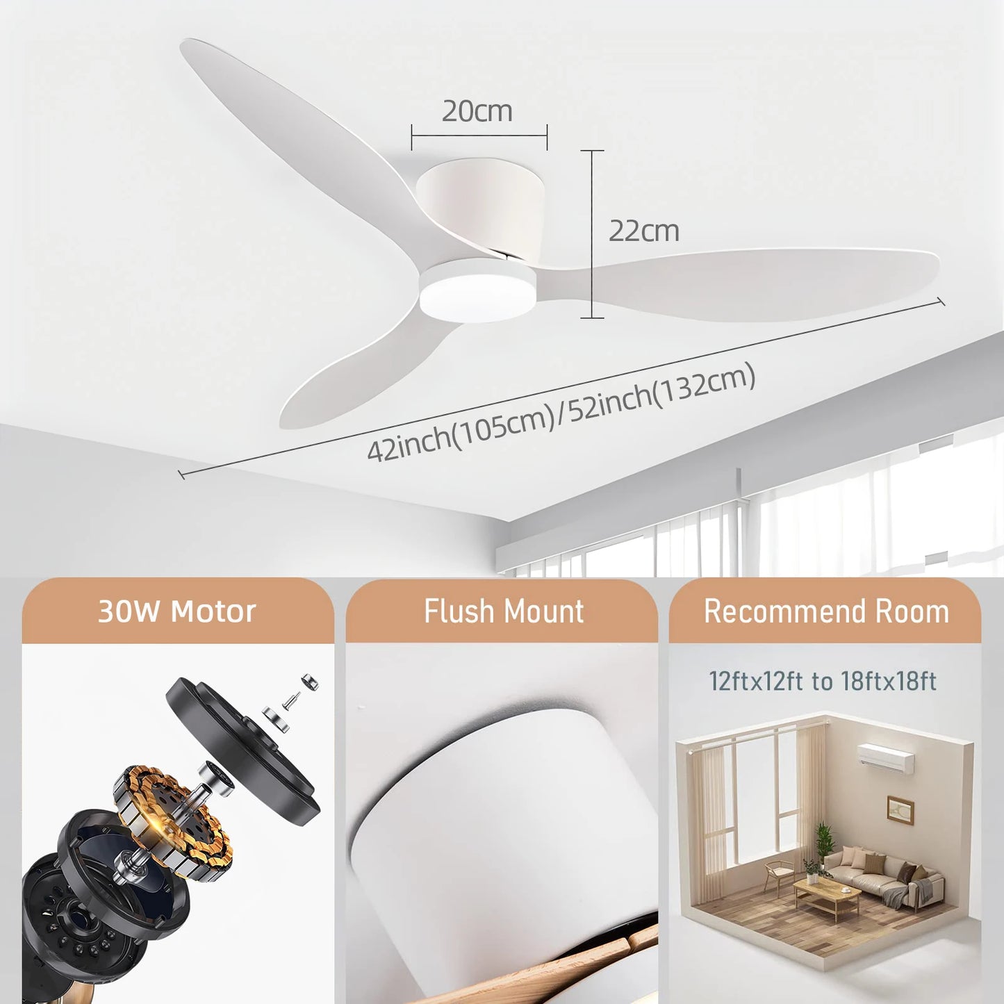 IRALAN Modern Ceiling Fan sealing fan apartment bedroom living room interior air circulation ceiling circulator Circulite