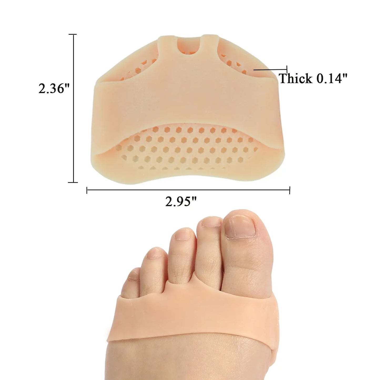 2pcs Soft Gel Metatarsal Pads Forefoot Cushions for Pain Relief, Reusable Breathable Toe Sleeves Foot Care for Women and Men