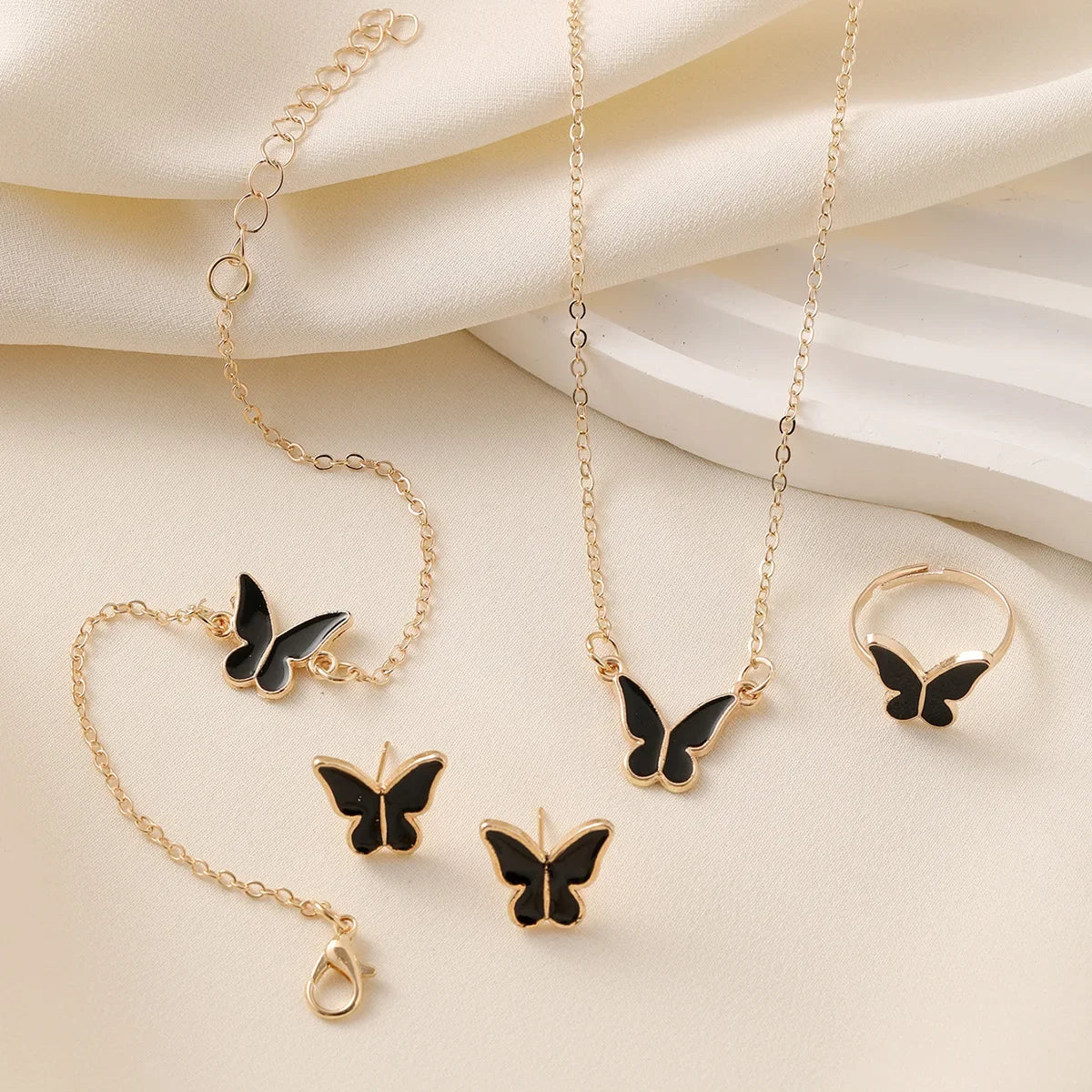 4pcs/Set Sweet Jewelry Set Butterfly Girl Jewellery