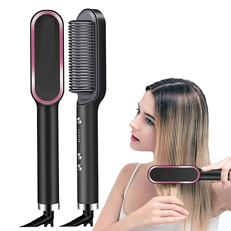 Multifunctional Ionic Hair Straightener Curler Brush Fast Heating Curler Straightener