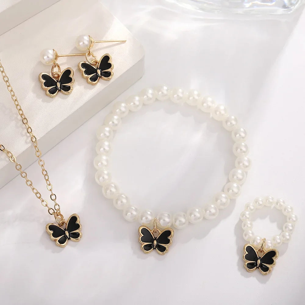 4pcs/Set Sweet Jewelry Set Butterfly Girl Jewellery