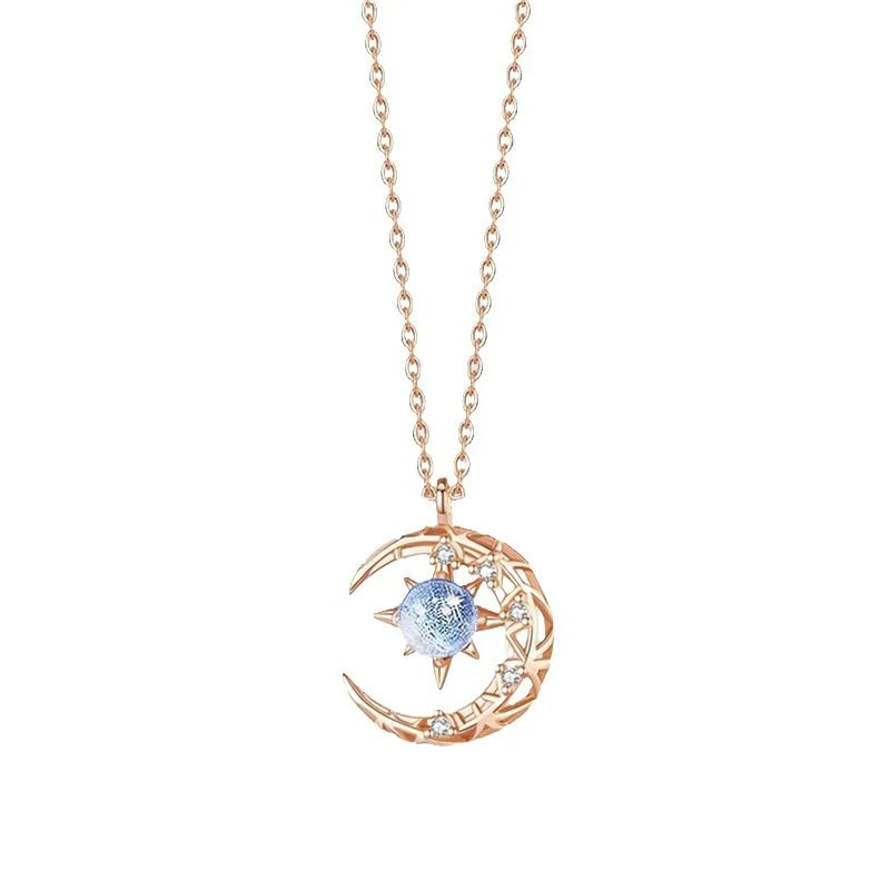 LATS Star Moon Pendant Necklaces for Women Simple Clavicle Chain Fashion Jewelry Accessories