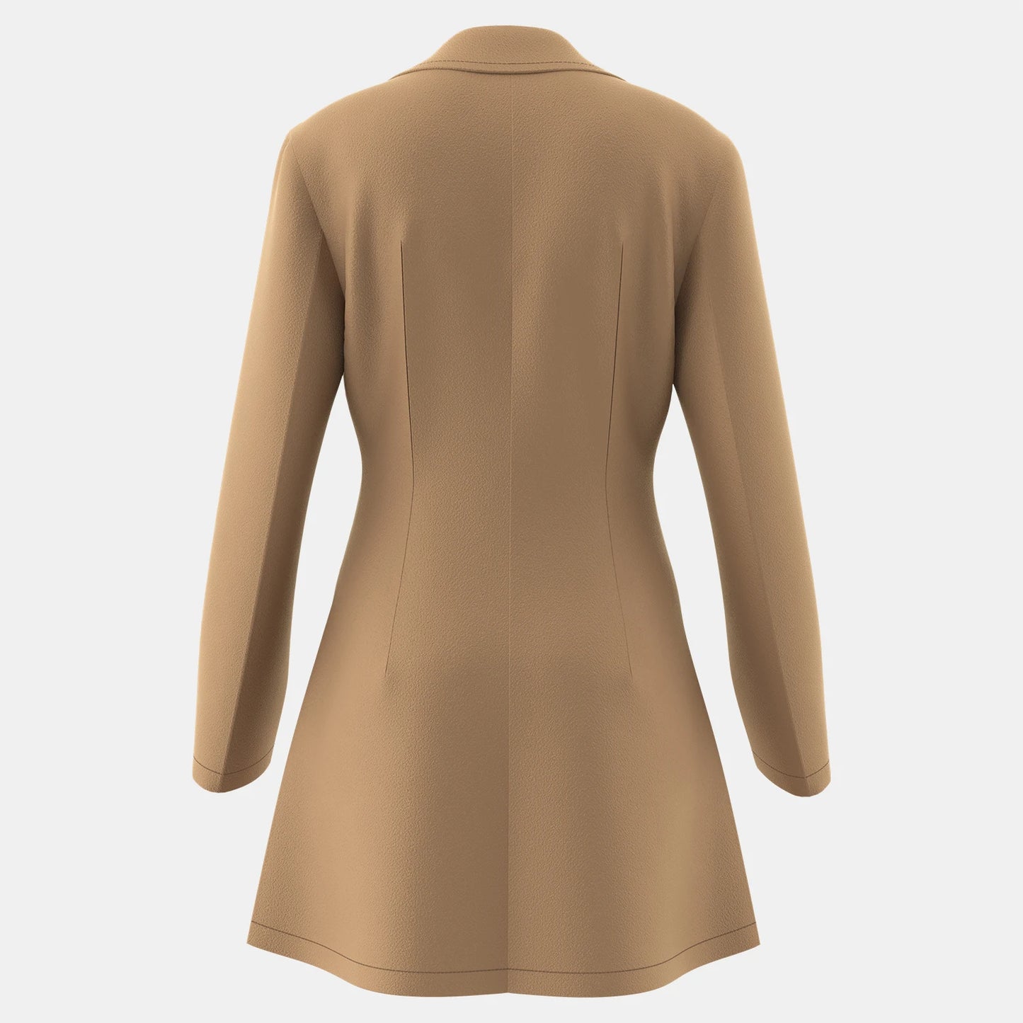 Women's Coats Autumn Winter Camel Plain French Single Breasted Pocket Long Sleeve