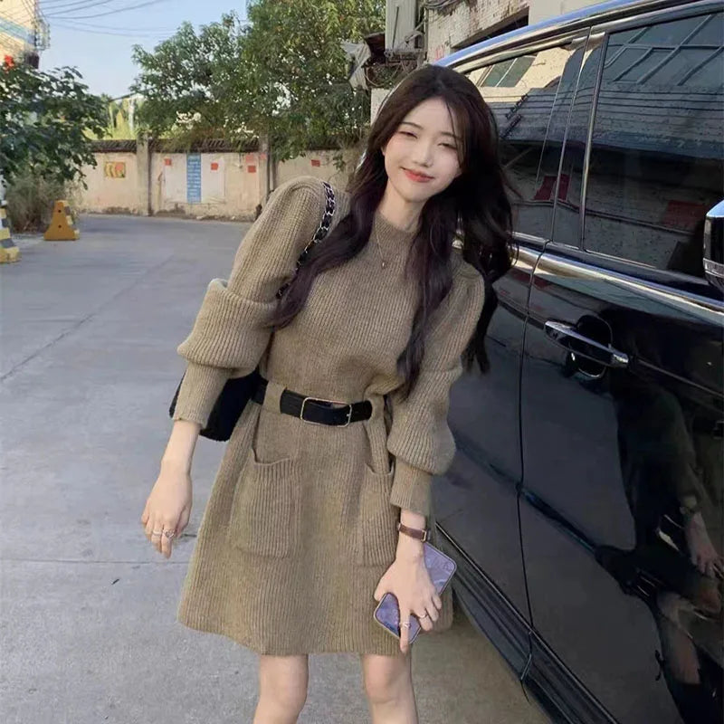 Korean Fashion with Belt Short Dress Women