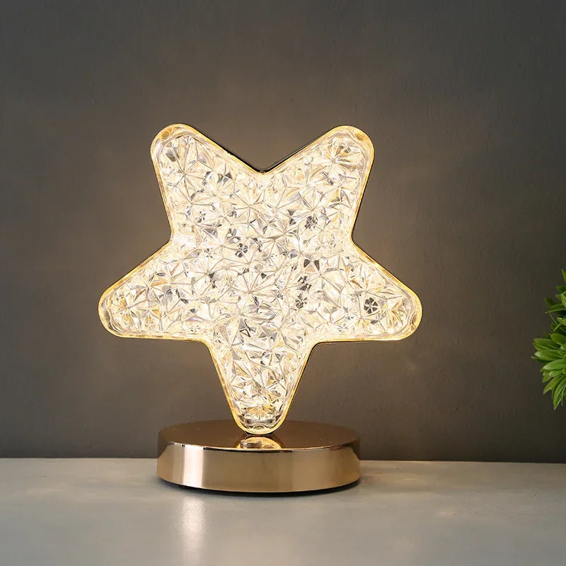 Nordic Luxury Bedroom Lamp Acrylic Crystal Star Bedside Table Lamp