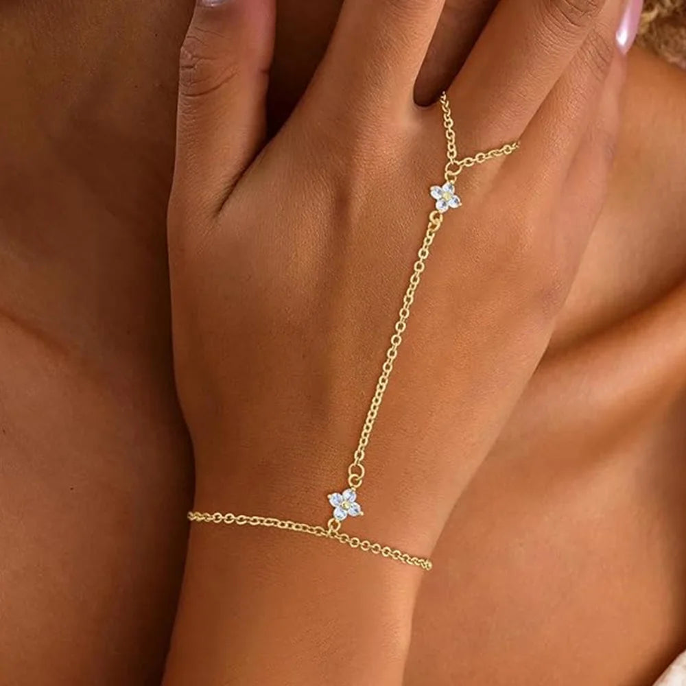 Gold Plated Finger Ring Bracelet