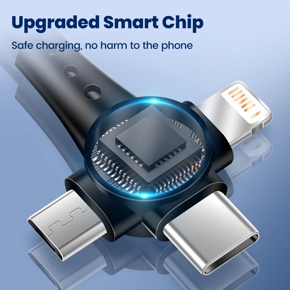 120W 3-in-1 Mobile phone fast charging data cable For iPhone Huawei Xiaomi Super fast charging spring retractable data cable