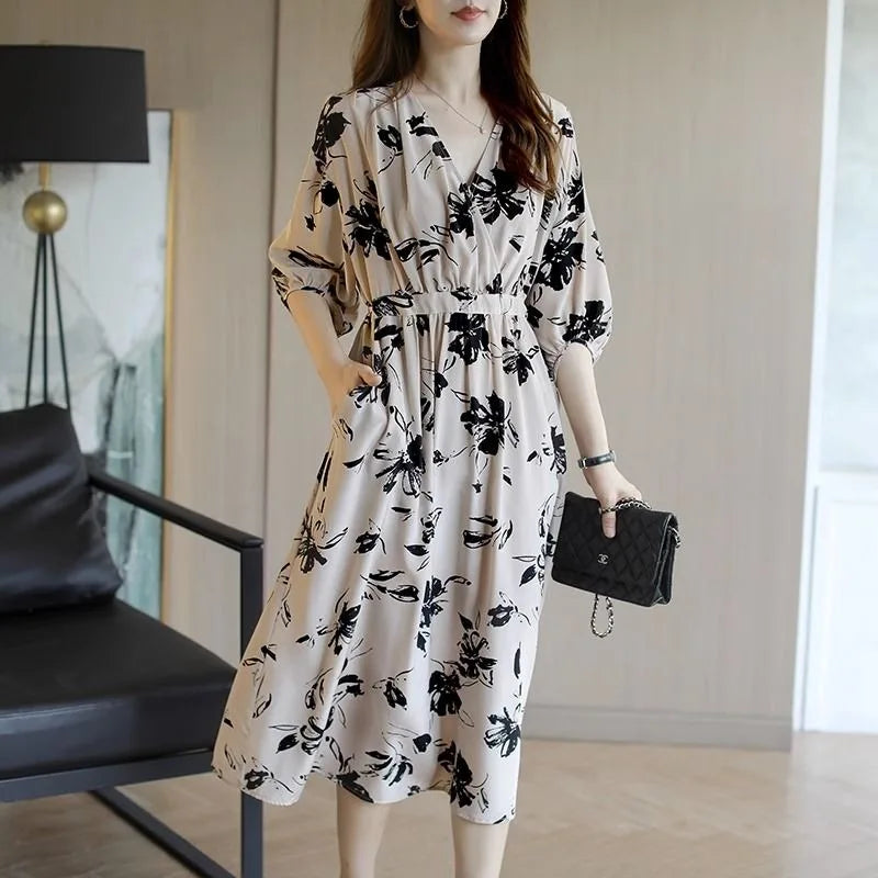 Bandage Woman Dress Loose Midi Dresses for Women