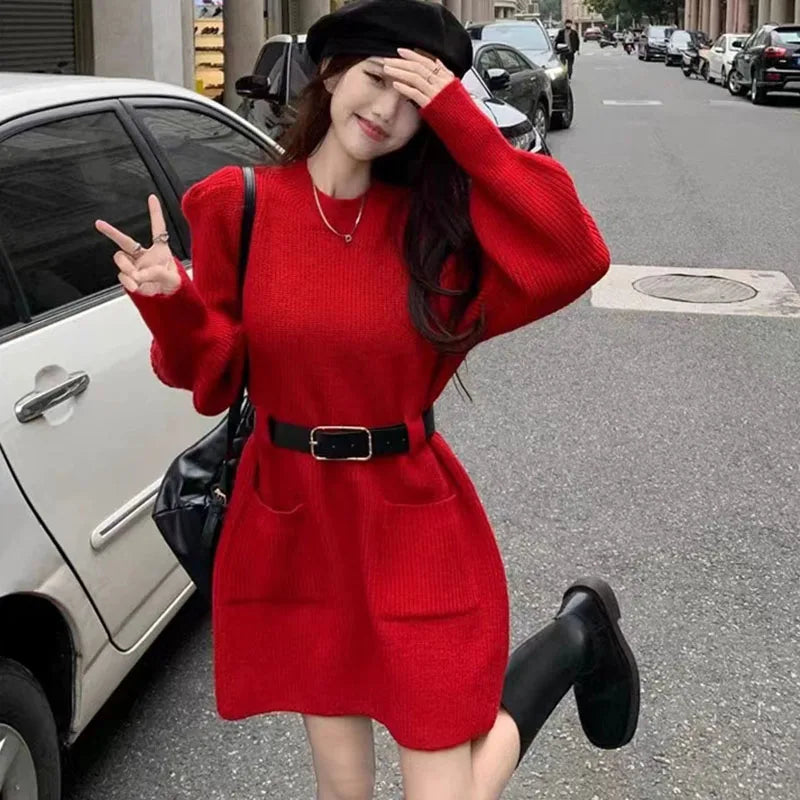 Korean Fashion with Belt Short Dress Women