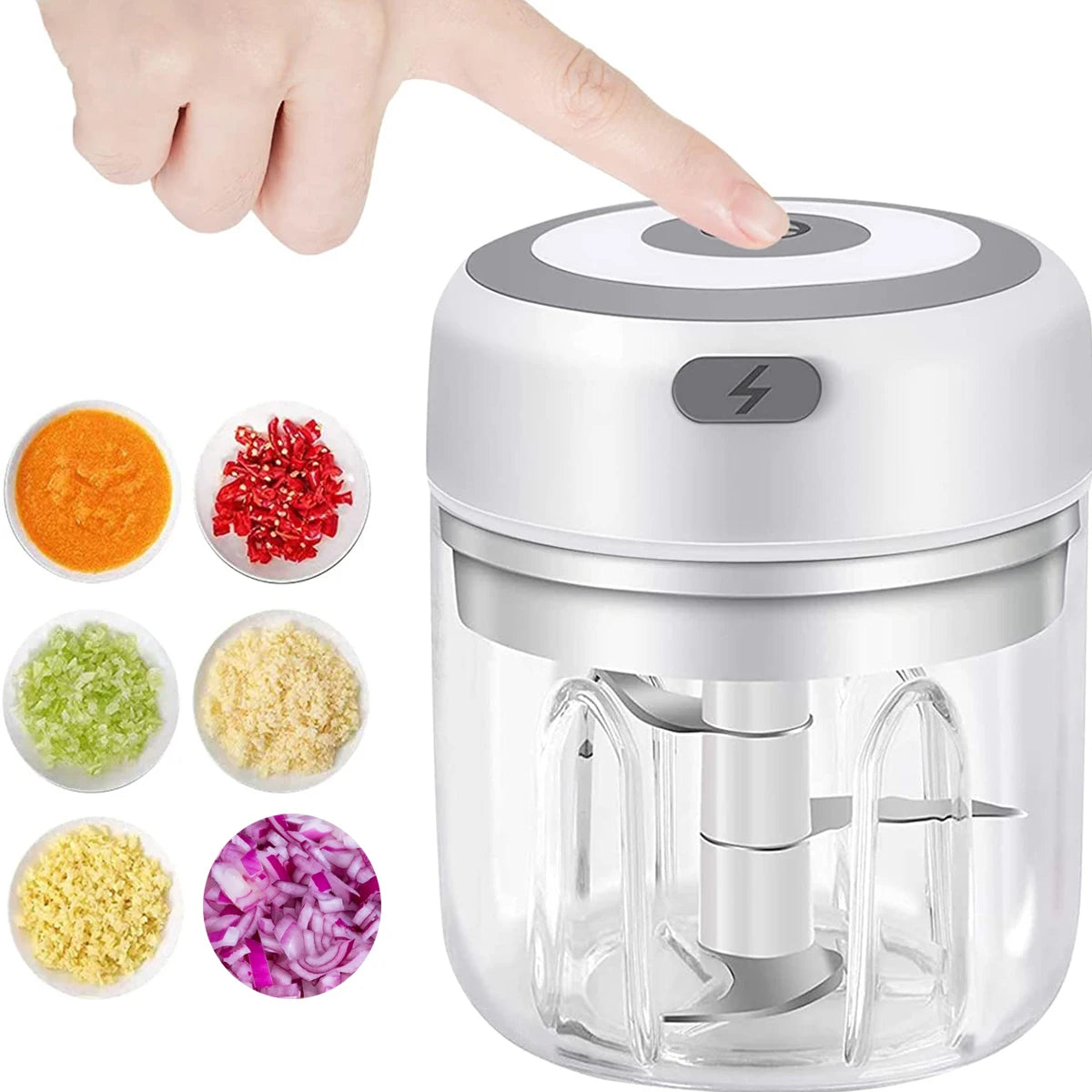 100ml/250ml Electric Mini Garlic Press Chopper - Rechargeable USB Masher with Powerful Lithium Battery, Easy Meat Grinder