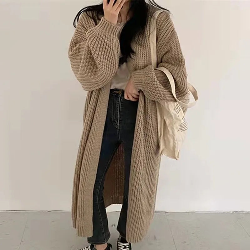 Autumn Winter Fashion Female Vintage Full Sleeve Loose Warm Knitwear