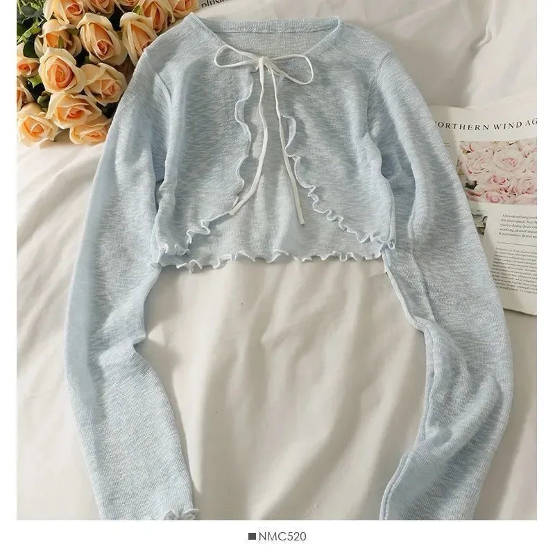 Female Korean Style Lantern Sleeve Short Coat Casual Sun Protected