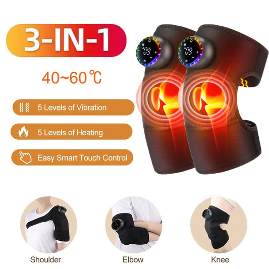 3 in 1 Heating Shoulder Massager Electric Knee Massage Blet Vibration Calf Heated Pad Hot Compress Joint Shoulder Steamer Device