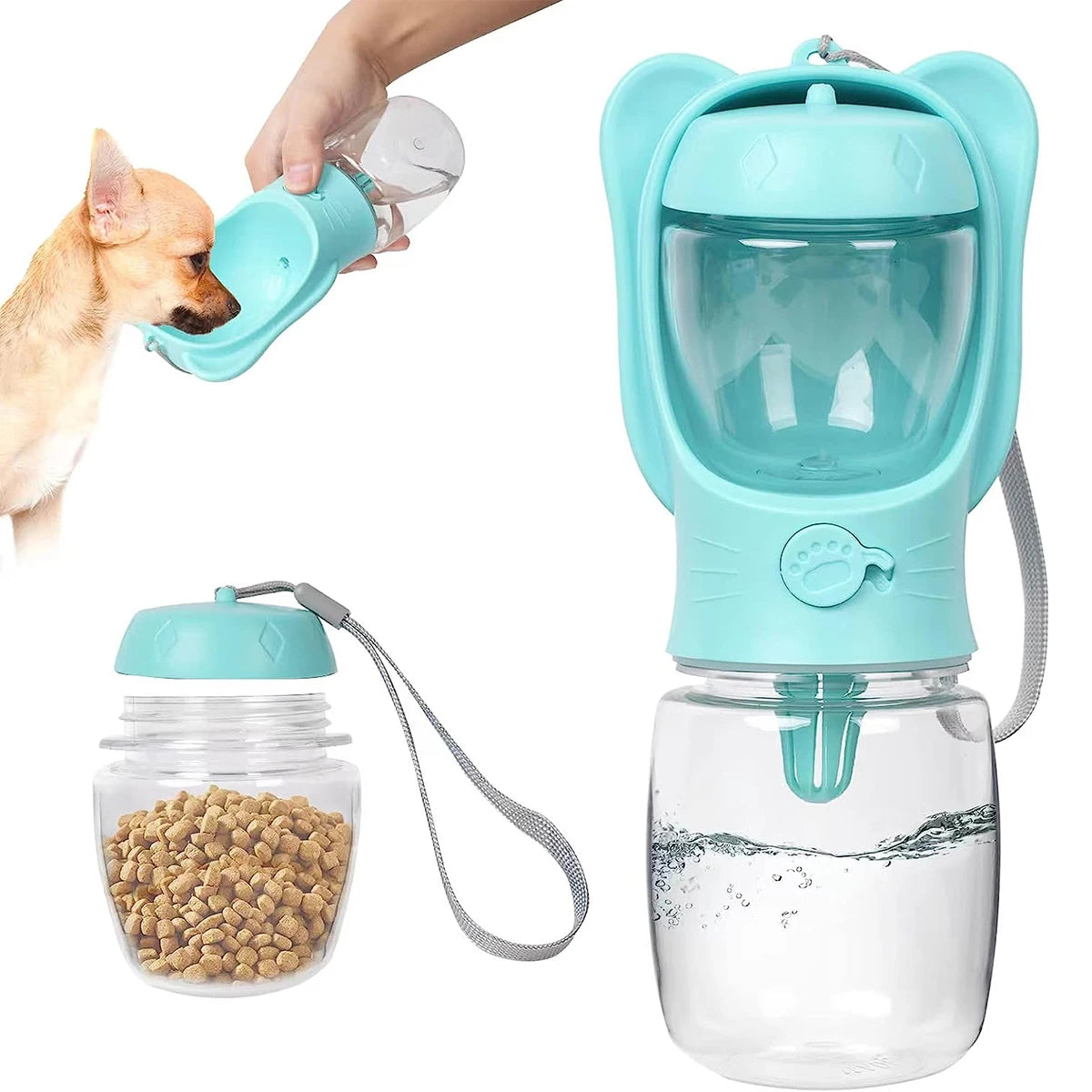 Dog Water Bottle Pet Dispenser with Detachable Food