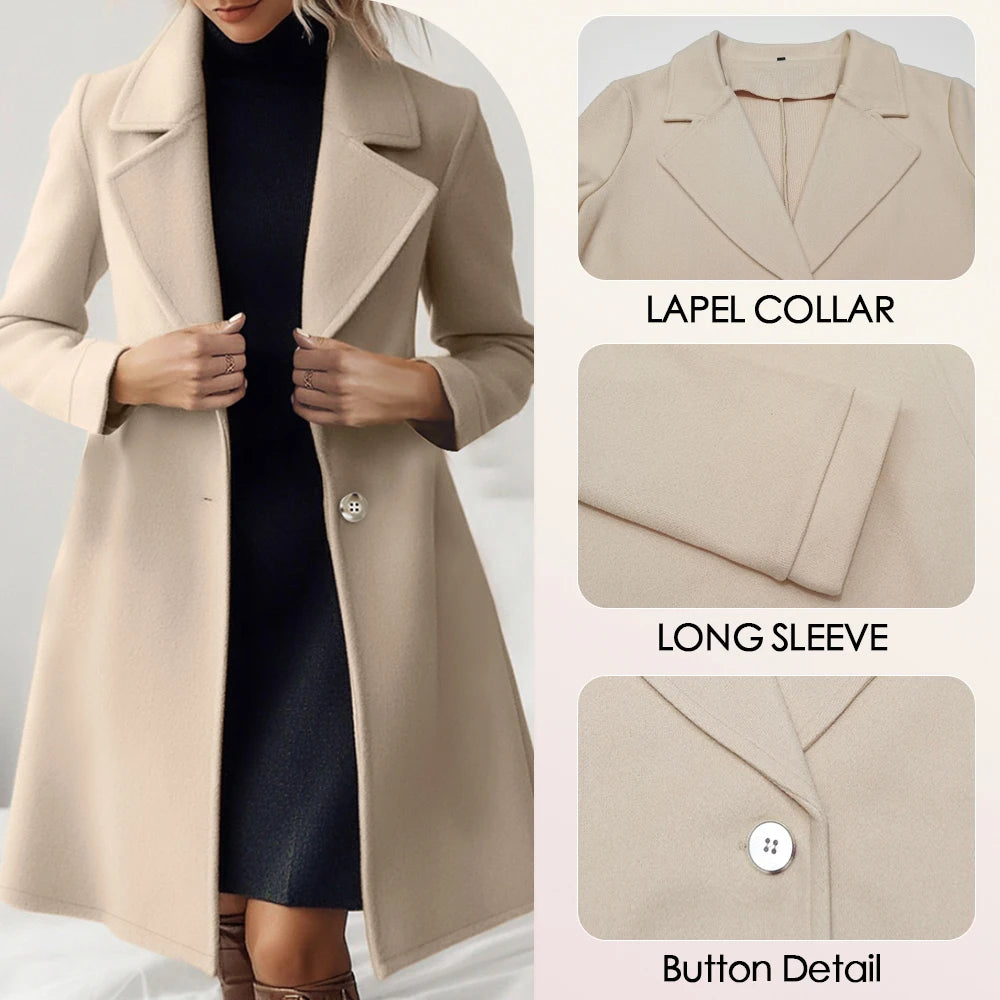 Women's Single Breasted Maxi Coat French Apricot