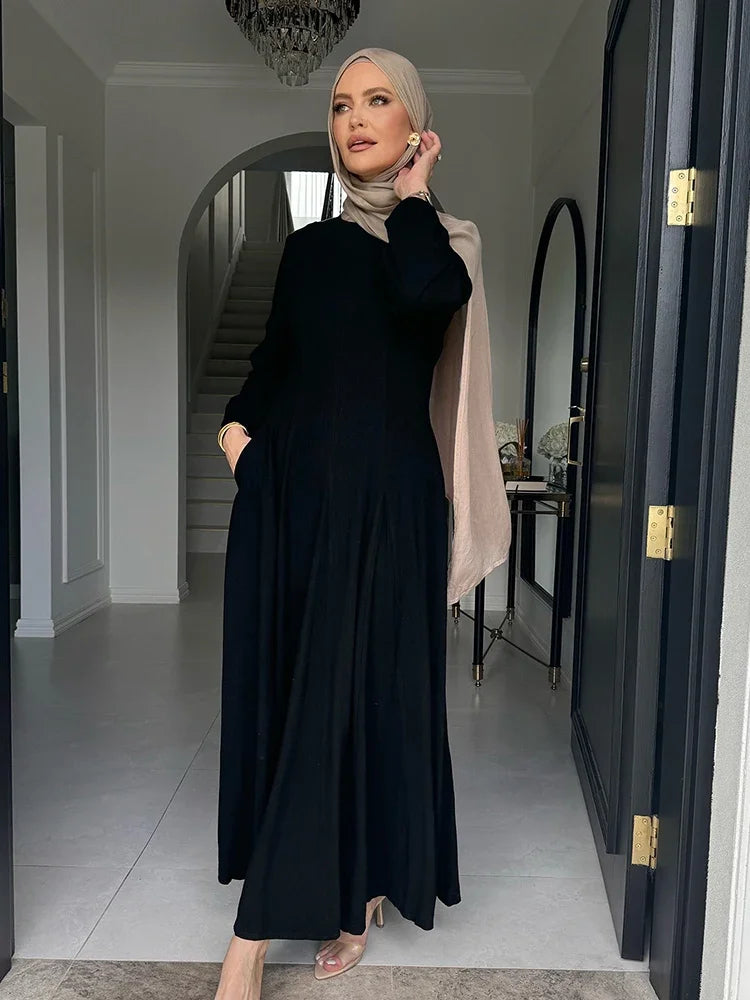 Muslim Abaya Women Dresses Solid Slim Jalabiya Eid 2025 Ramadan Morocco Islam Vestidos Largos Arab Long Robe Dubai Abayas Kaftan