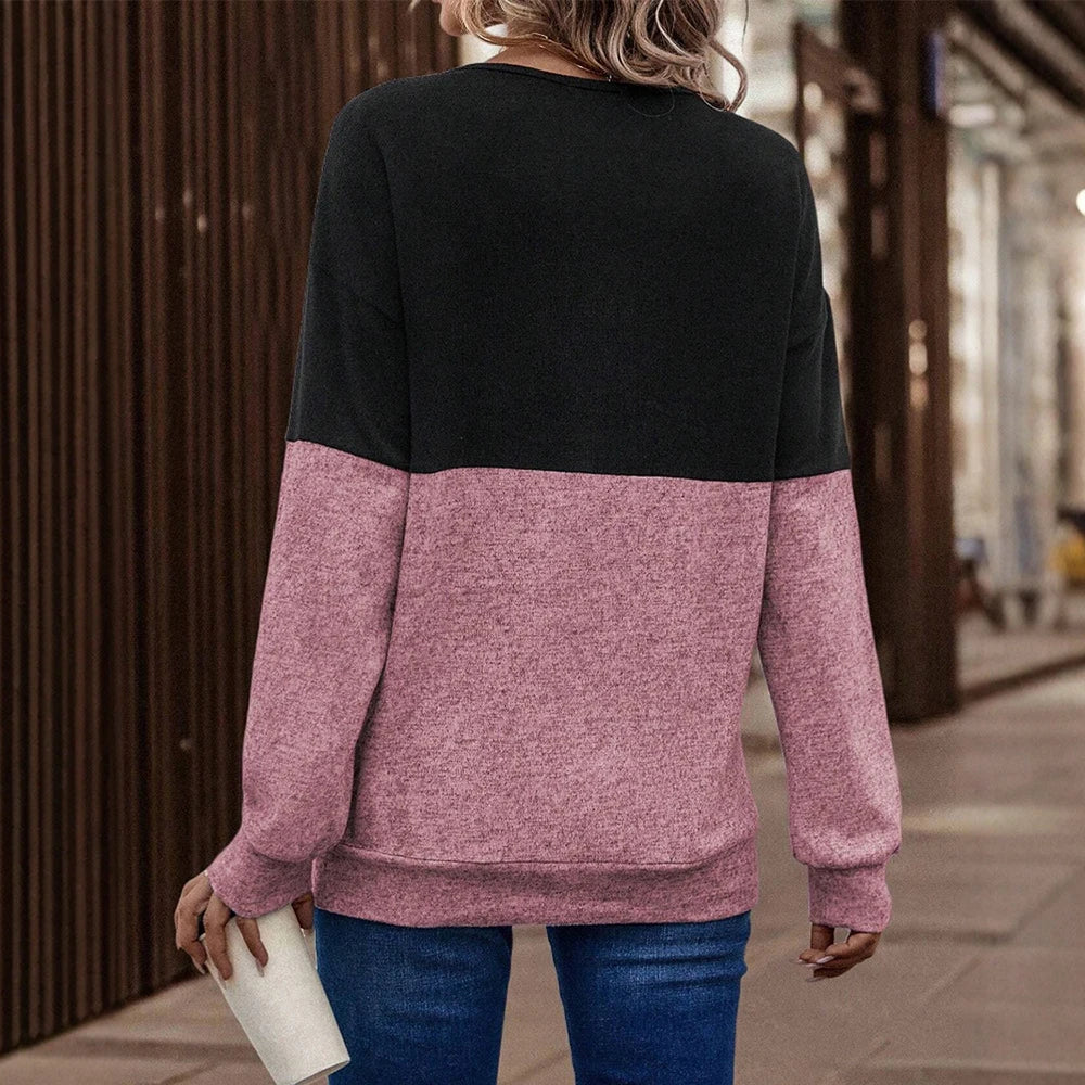 Women's T-Shirts Autumn Winter Crossover Sequined Design Long Sleeve V-Neck Casual T-Shirts