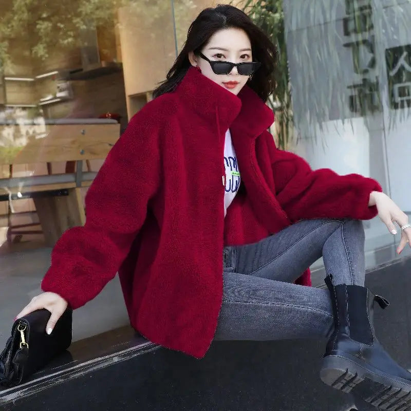 Women Winter Double Coral Fleece Warm Coat