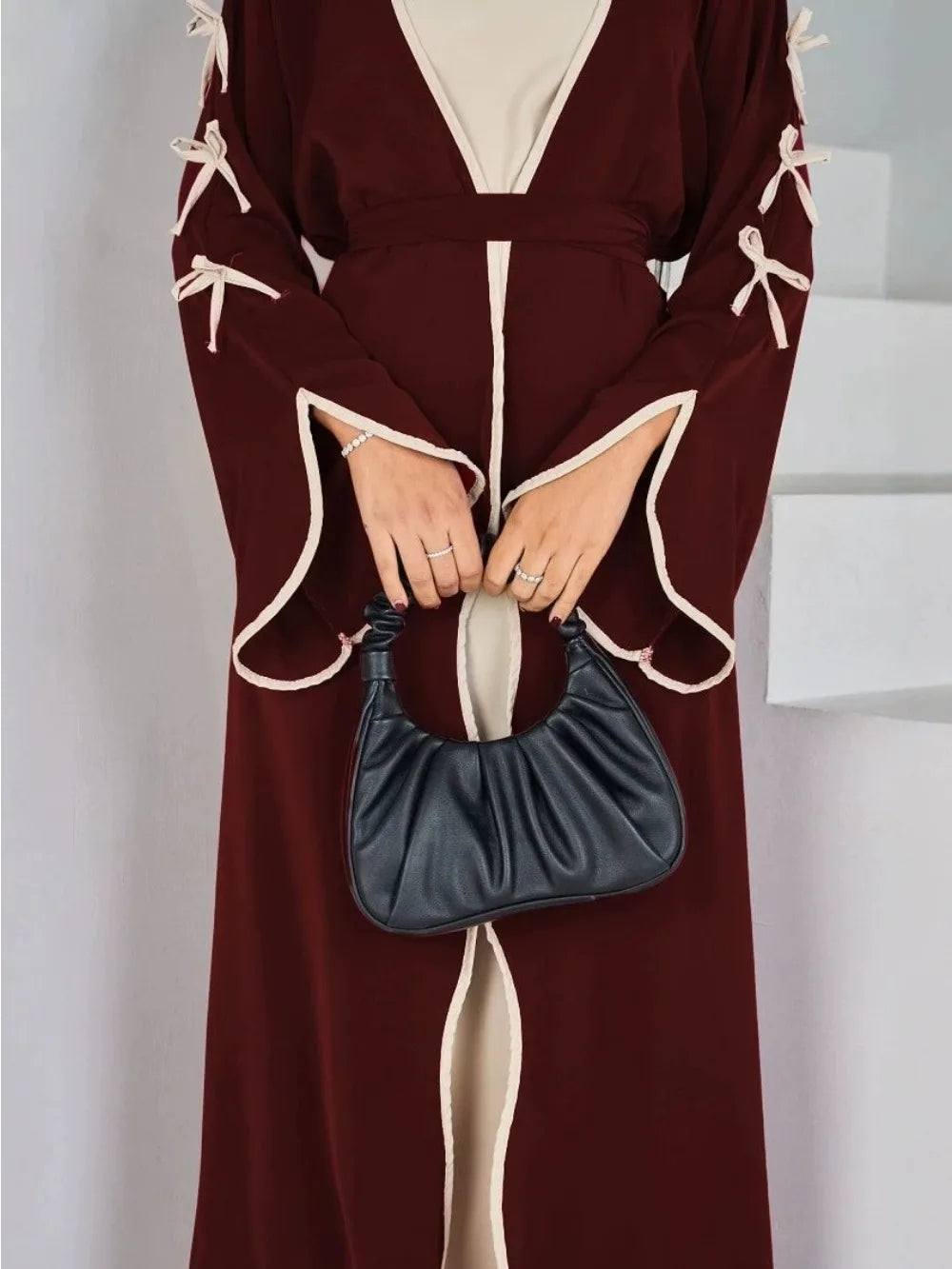 Muslim Ramadan Eid Women Abaya Cardigan (without Inner Dress) Party Bow Abayas Ramadan Eid Arab Long Robe Dubai Kaftan Jalabiya