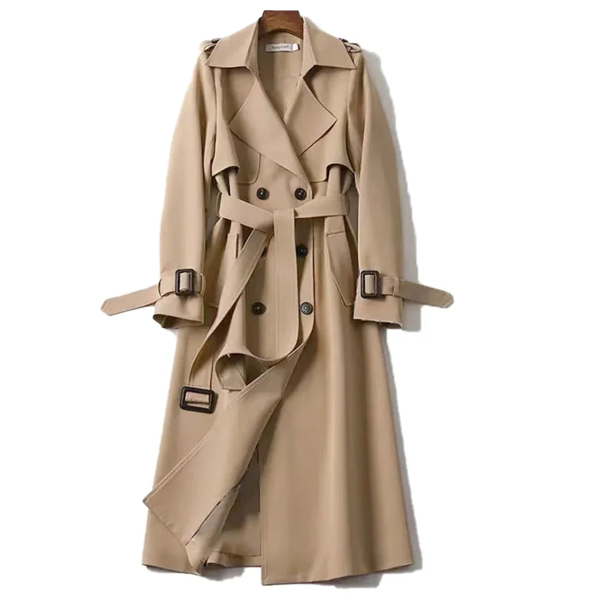 Women Fashion Trench New Coat Spring Autumn Korean Long Sleeve With Belt Jackets Solid British Style Coats Women's Chic Outwear