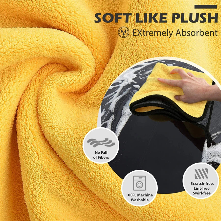 1/2/6pcs Microfiber & Car Body Washing Towels Double Layer Clean Rags Car Accessories