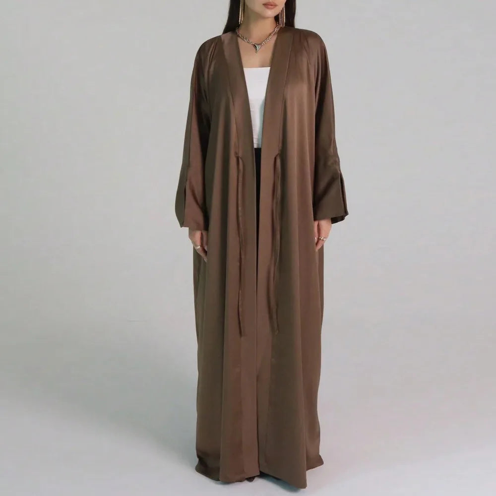 Middle-East Ethnic Clothing Full Sleeve Lace up Loose Abaya
