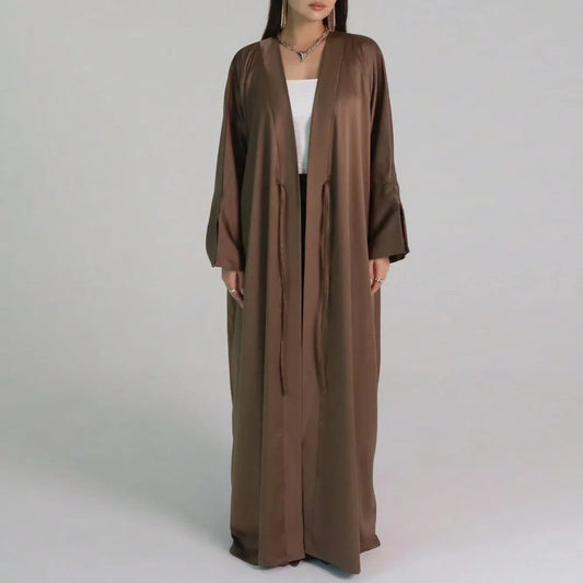 Middle-East Ethnic Clothing Full Sleeve Lace up Loose Abaya