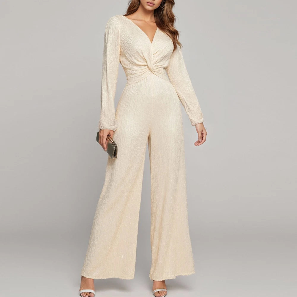 Women's Jumpsuits Autumn Decent Elegant Plain Knotted Design