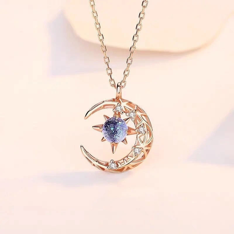 LATS Star Moon Pendant Necklaces for Women Simple Clavicle Chain Fashion Jewelry Accessories