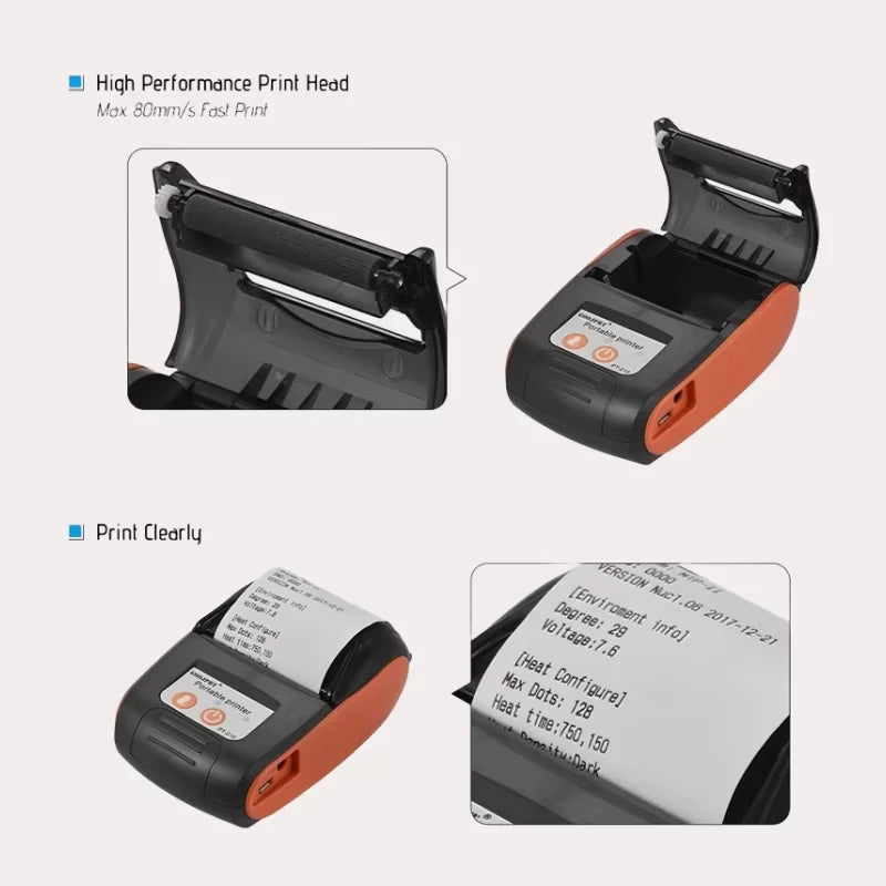 GOOJPRT 58mm Mini Portable Thermal Printer Bluetooth
